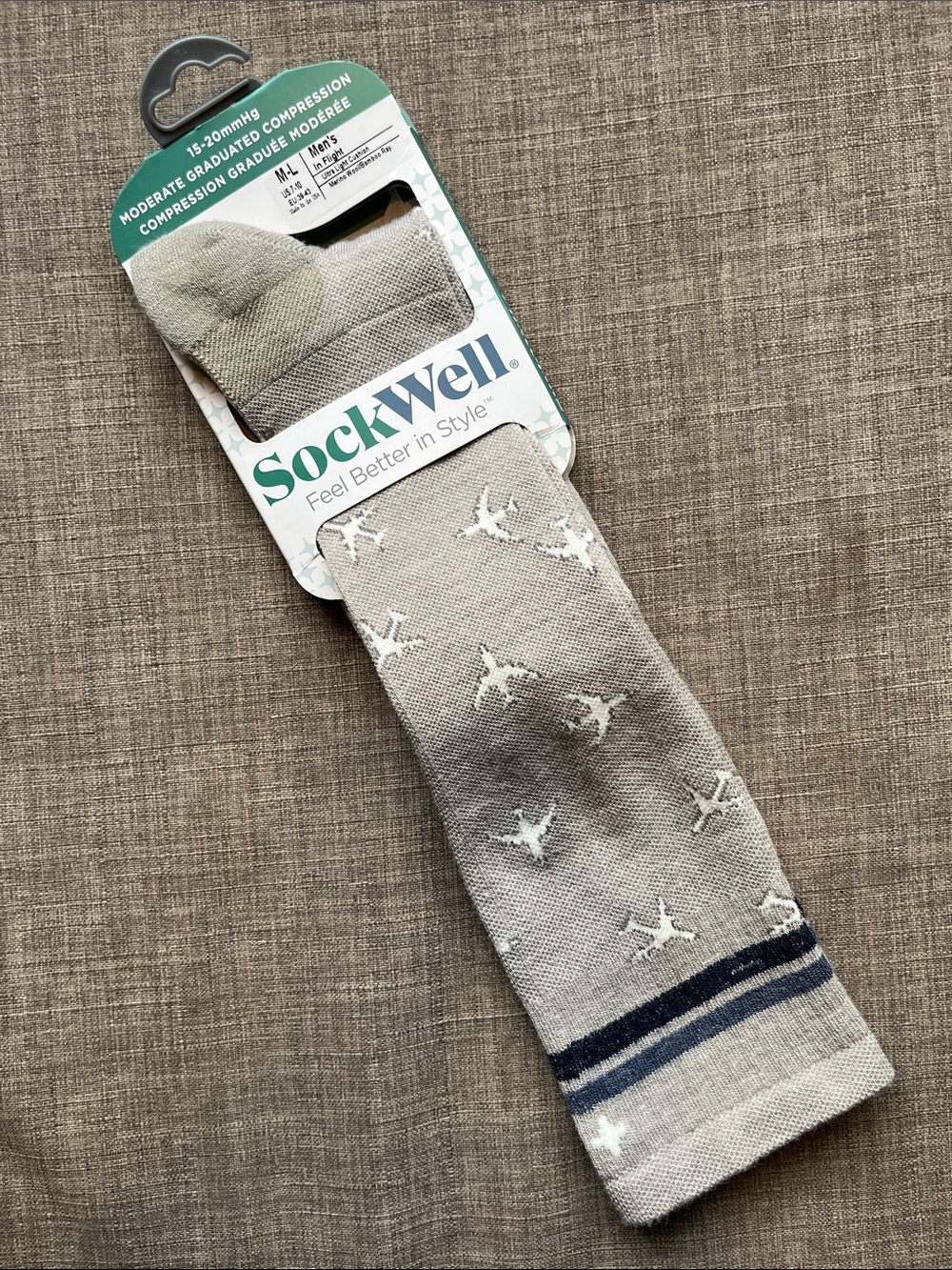 Sockwell Compression Socks Merino Wool Blend Airplane Flight Men’s M/L Moderate